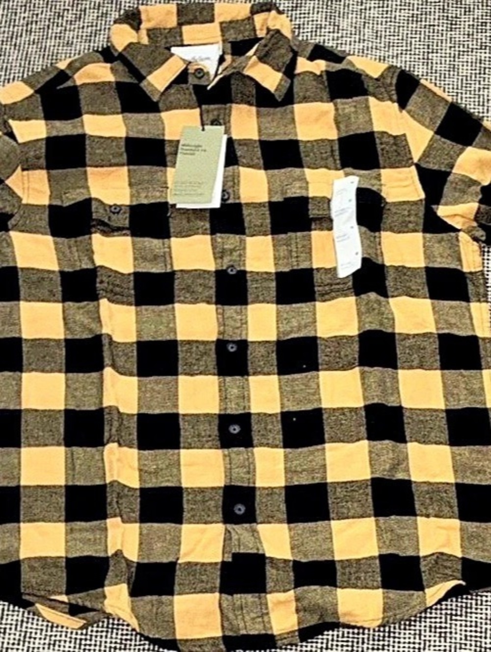 Goodfellow & Co Midweight Standard Fit Plaid Shirt Yellow & Black Medium